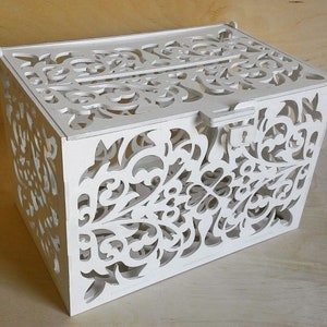 Boîte de carte-cadeau de mariage découpée au laser Fichier laser Cnc Cut svg dxf pdf eps cdr fichiers autocollant mural gravure modèle de silhouette décalque