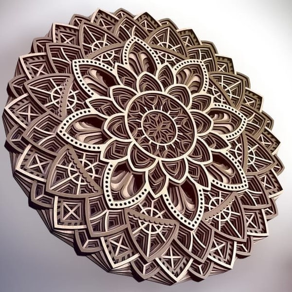 Laser cut multilayer mandala wall decor Digital Vector glowforge Laser Cnc Cut svg dxf pdf eps cdr files wall sticker engraving decal silhou