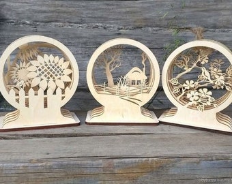 Laser cut wooden 3D multilayer ornaments table decoration glowforge Laser Cnc Cut svg dxf pdf eps cdr files wall sticker engraving decal