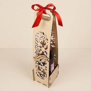 Laser cut Christmas wine gift box  Digital Vector glowforge Laser Cnc Cut svg dxf pdf eps cdr files wall sticker engraving decal silhouette