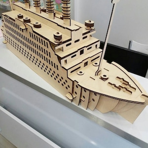 Lasergesneden Titanic 3D puzzel digitale vector glowforge Laser Cnc Cut svg dxf pdf eps cdr bestanden muursticker gravure sticker silhouet