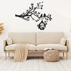 Decorativo albero Design taglio laser file SVG DXF adesivo da parete incisione decalcomania silhouette modello router di taglio CNC download vettoriale digitale