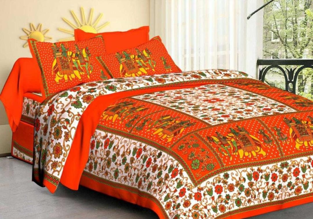 Cotton Block Print Bedsheet With 2 Pillow Covers Block Print Etsy
