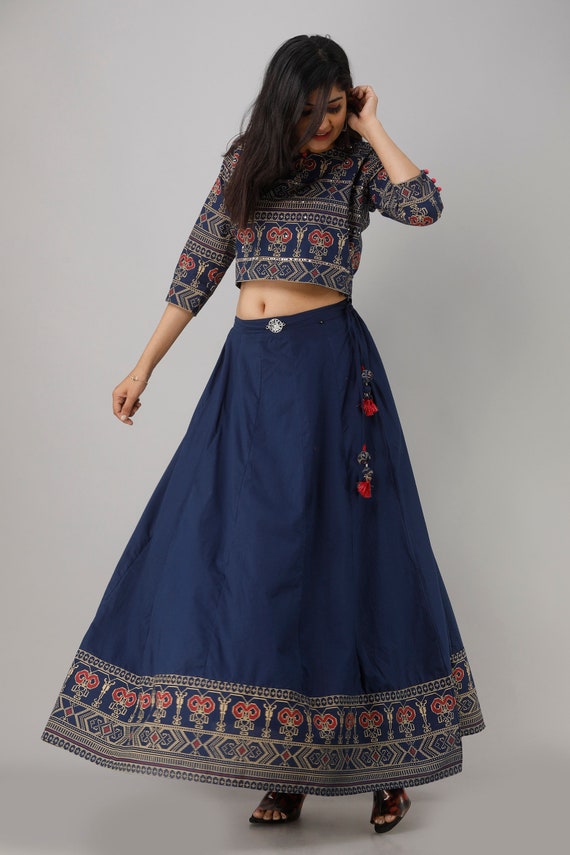 long skirt and crop top indian