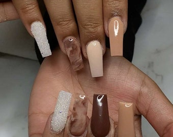 photo V Tip Nail Design Brown brown nails etsy