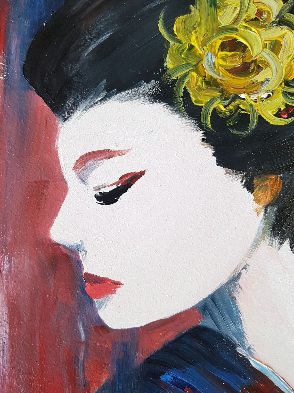 Geisha Painting Original Oil Painting Asian Woman Art Abstract Etsy