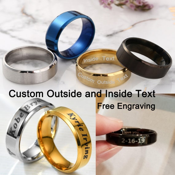 Personalized Customized Engrave Name Photo Stainless Titanium Ring