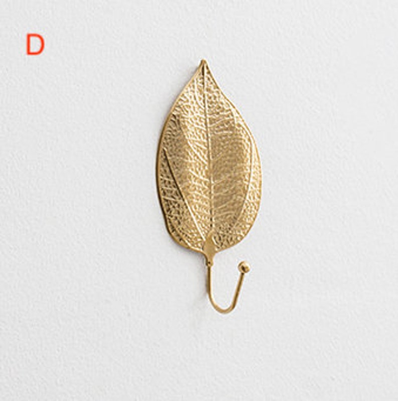 Color Gold Leaf Wall Hook 6 Styles Etsy