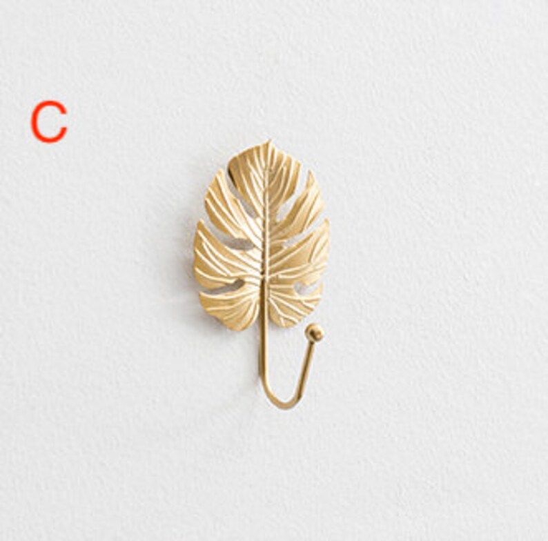 Color Gold Leaf Wall Hook 6 Styles Etsy
