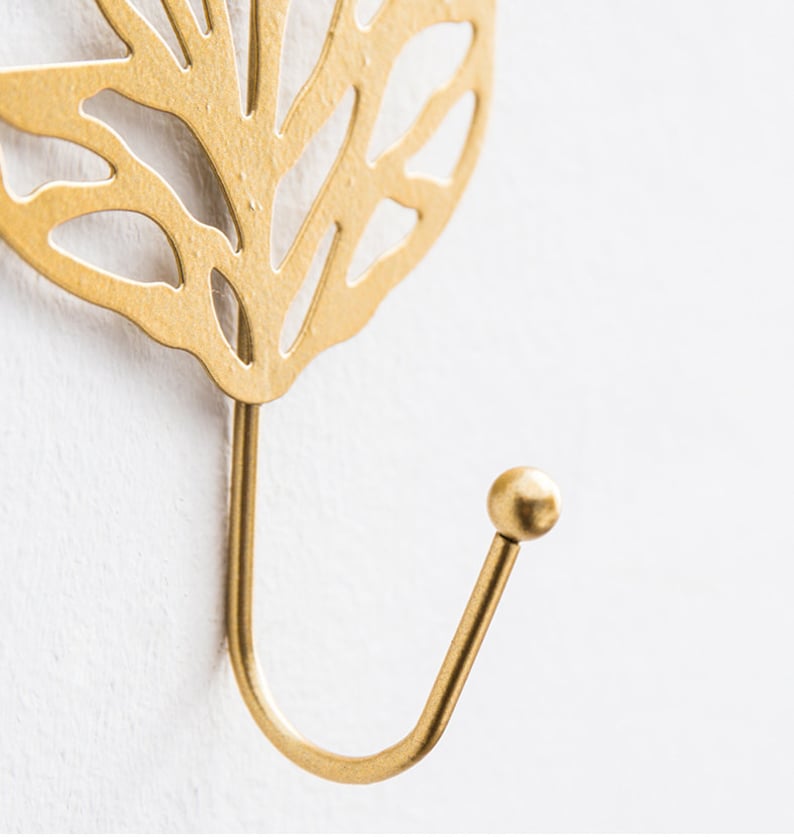 Gold Leaf Wall Hook Set of 6 Etsy
