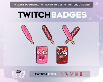 Pocky Chocolate Twitch Sub Badges, Cute Graphics (Digital Download)