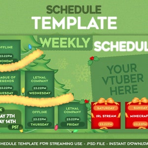 CHRISTMAS Stream Schedule Template  •  Twitch, Vtubers & YouTube streamers  •  Photoshop .PSD file
