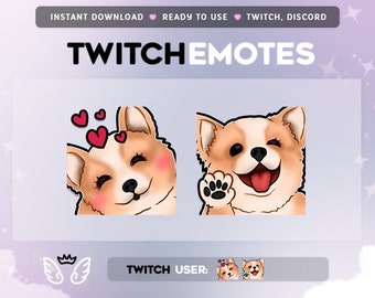 Cute Corgi DOGE Twitch Emotes, Premade Graphics (Digital Download)