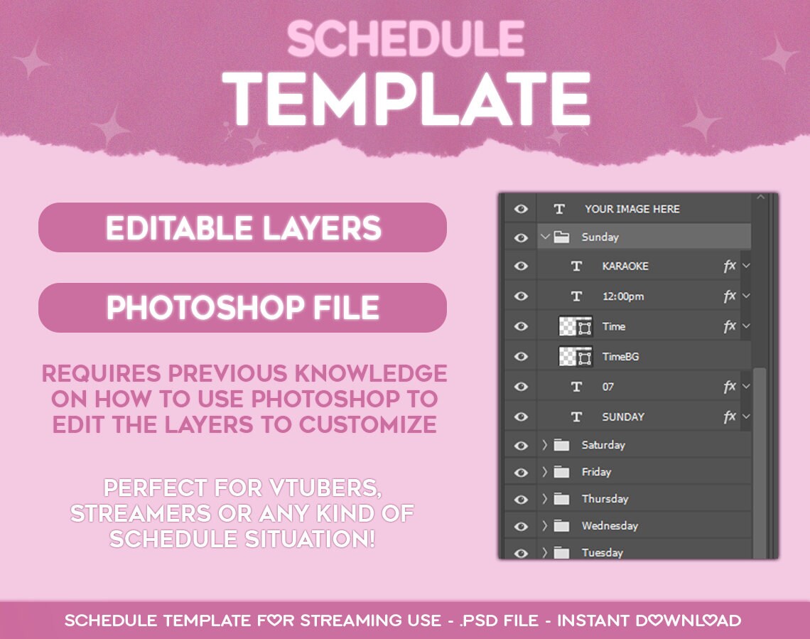 Pink Schedule Roster SAKURA Pink Stream Schedule Template • Twitch, Vtubers & Youtube ...
