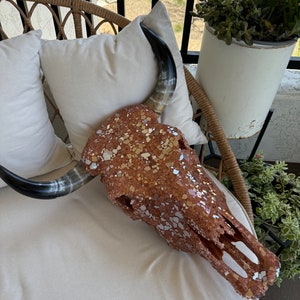 Fire glass steer skull