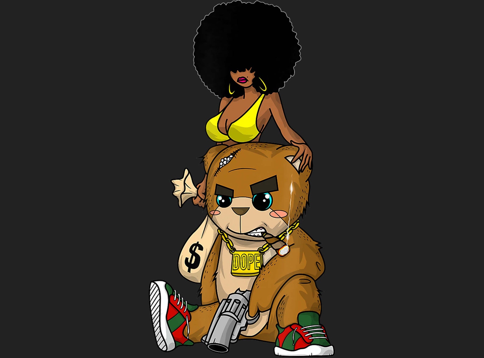 Hip Hop Teddy Bear Gangster Rap Hustle Hard Get Money Tee | Etsy