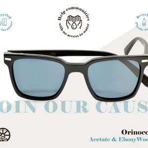 Black Square Sunglasses, Unisex Recycled Acetate Sunglasses, Rectangular, Eco Conscious