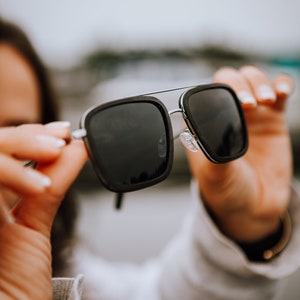 Black Aviator Sunglasses, Polarized Sunglasses,  Mens Sunglasses, Unisex Eyewear, Metal Temples