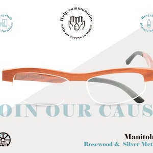 Rectangular Eyeglass frame - Rosewood and metal - Manitoba