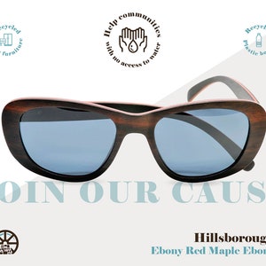 Ebony Wood Sunglasses, Polarized Lenses,  Unisex Wood Glasses, Retro Style Sunglasses