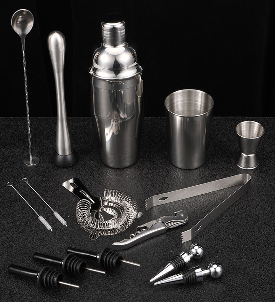 16PCS Professional Cocktail Shakers Bartender Kit Stainless Etsy