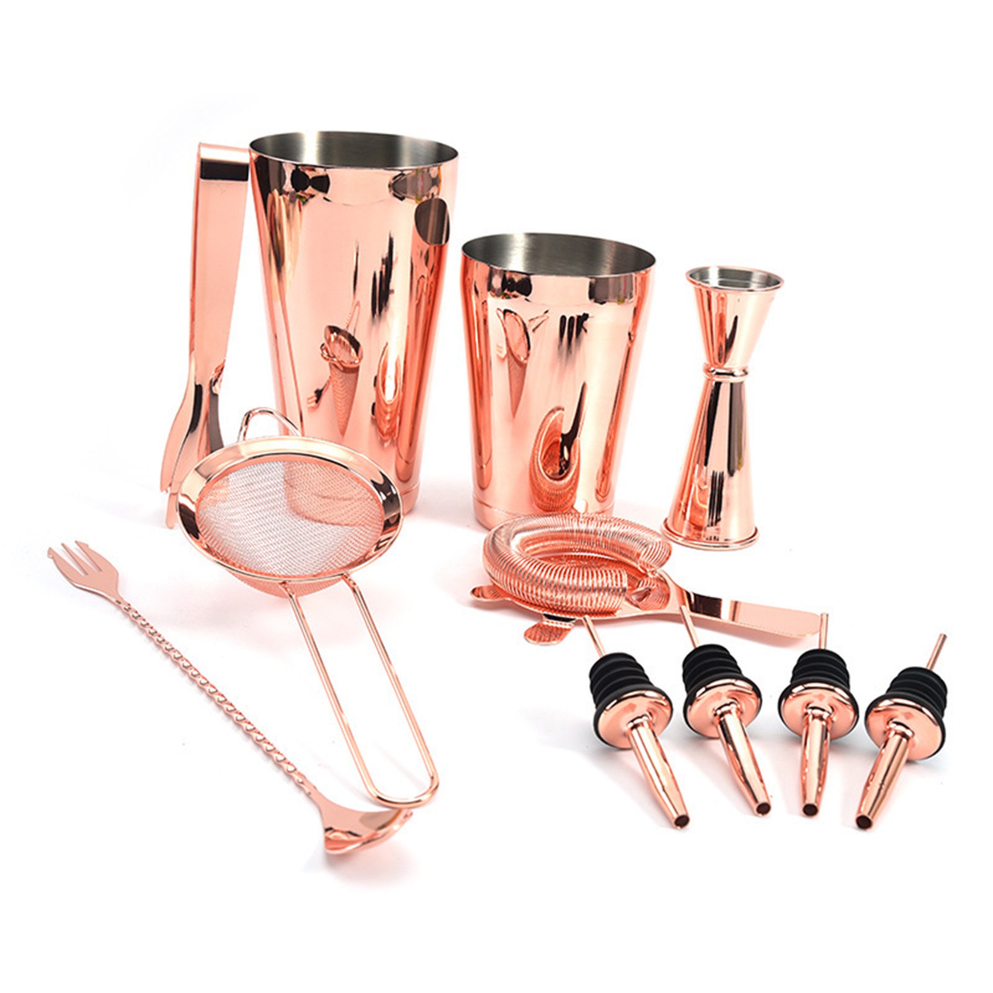 10PCS Cocktail Shaker Set Rose Gold Cocktail Shaker Etsy