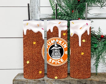 Halloween Herbst Kaffee Kürbis Gewürz Hexe Becher, Halloween Becher, Herbst Kaffee Hexe Starbucks Becher, süße Hexe Orange Kürbis Becher