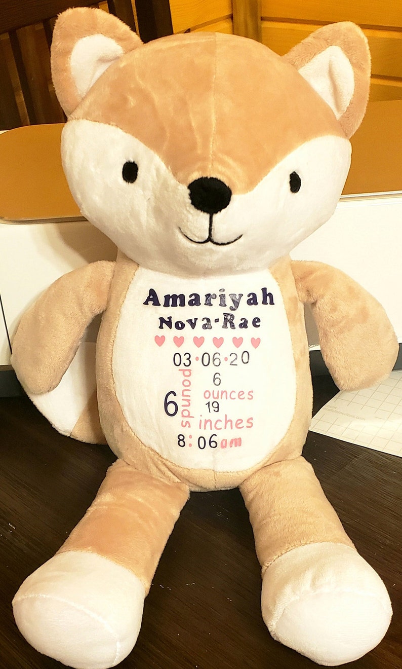 Birth Announcement Animal Keepsake Stuffed Animal Etsy