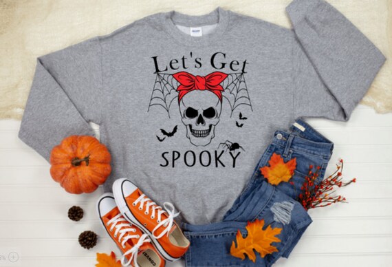 Let's Get Spooky Halloween Hoodie Skull Halloween | Etsy