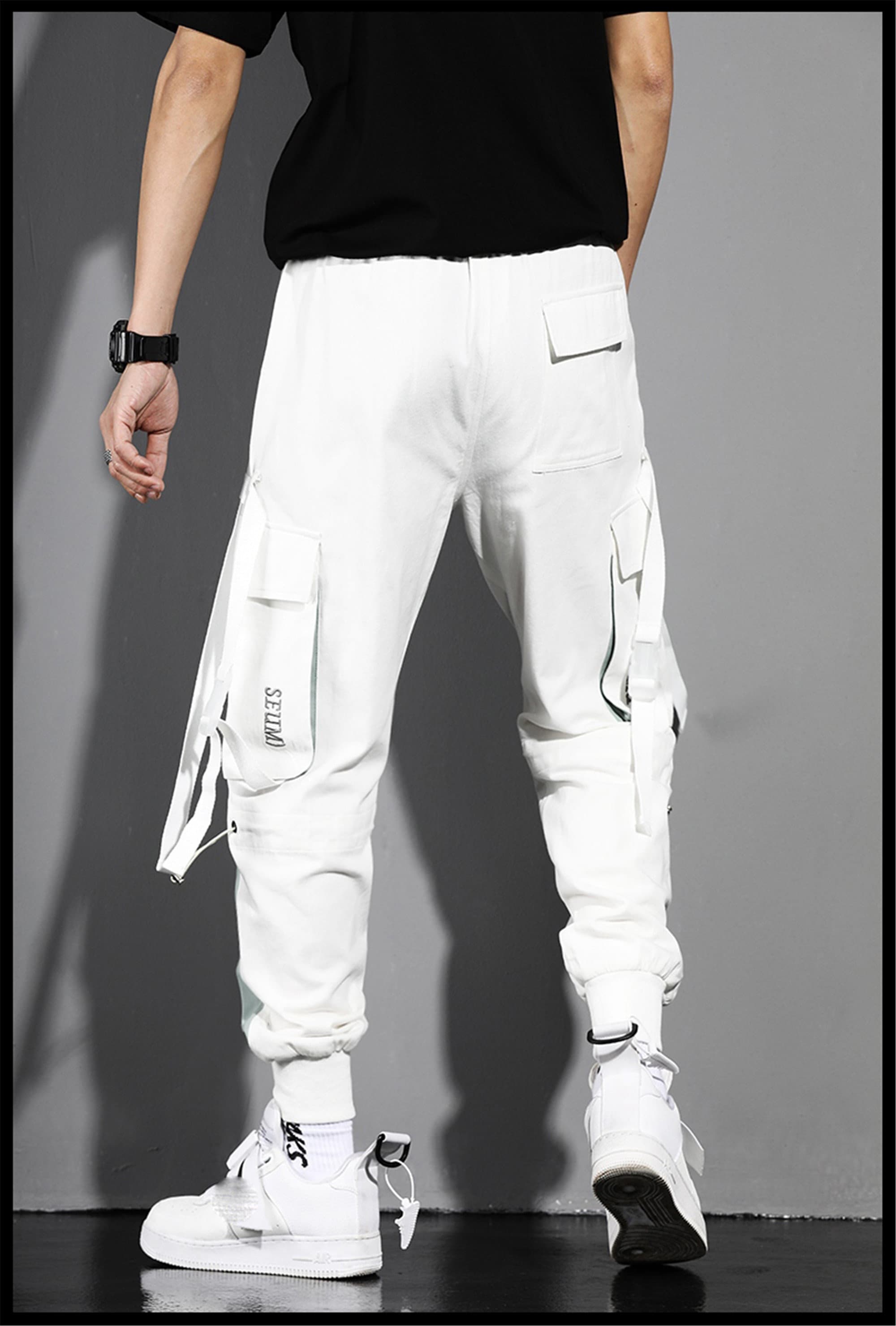 Tech-wear Pants Cyberpunk Pants Techwear White Cargo Jogger | Etsy UK