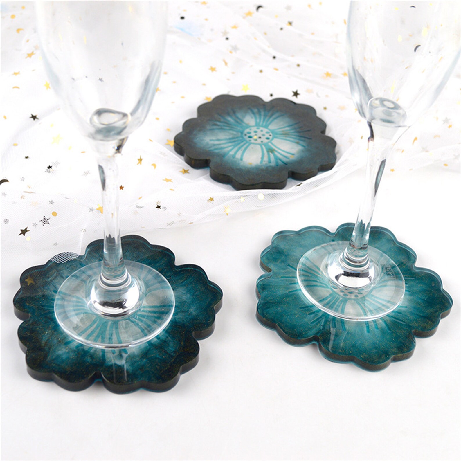 Flower Coaster Resin Molds Flower Shape Epoxy Resin Casting Etsy