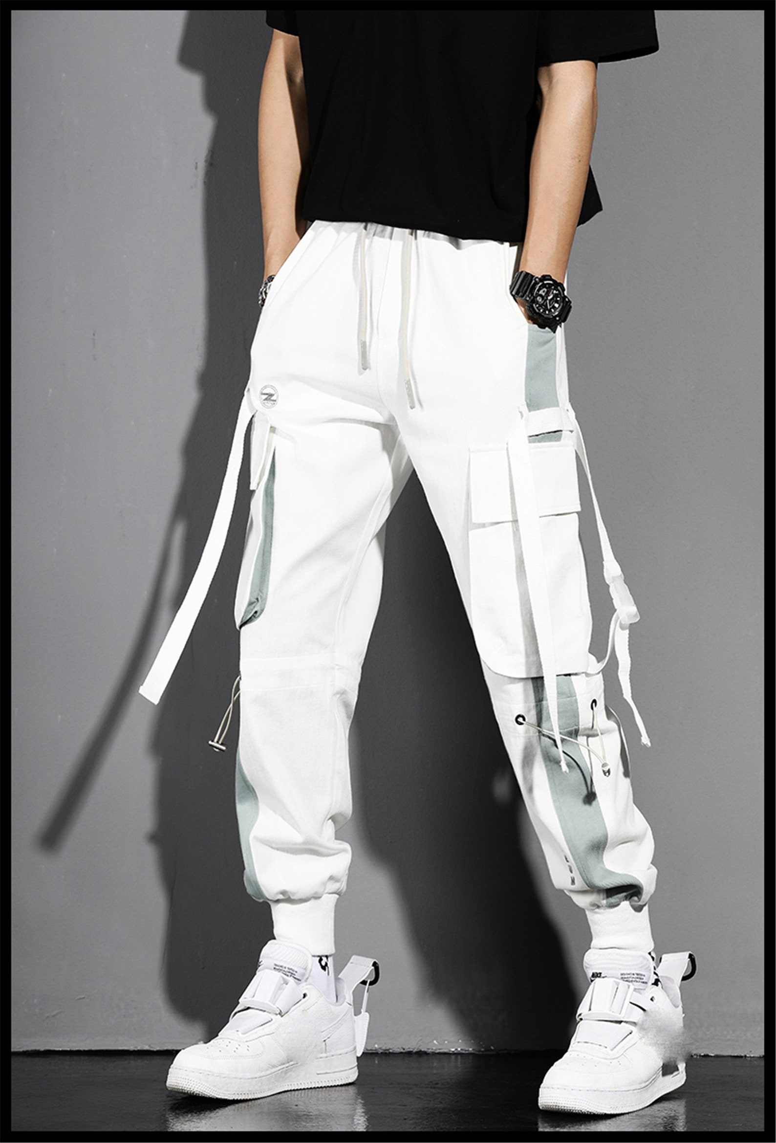 Tech-wear Pants Cyberpunk Pants Techwear White Cargo Jogger | Etsy UK