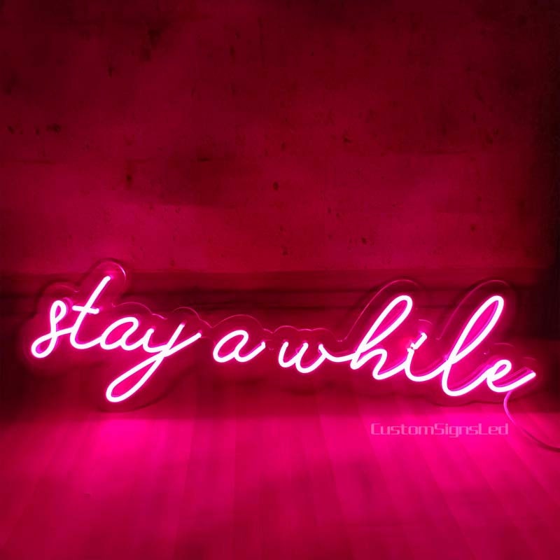 Stay a While Space Decor Led Neon Sign - Etsy