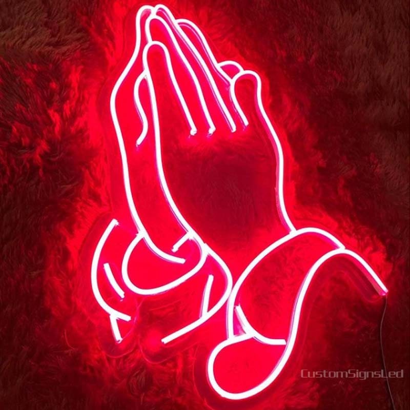 Praying hands symbol led neon sign custom neon wall decor | Etsy