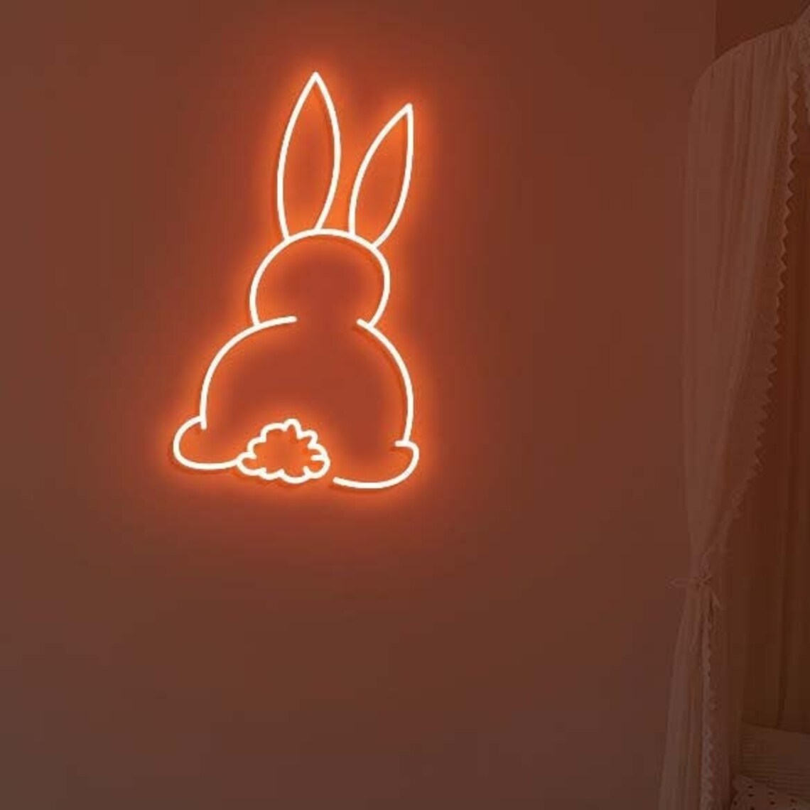 Cute bunny back led neon sign custom baby room light decor | Etsy