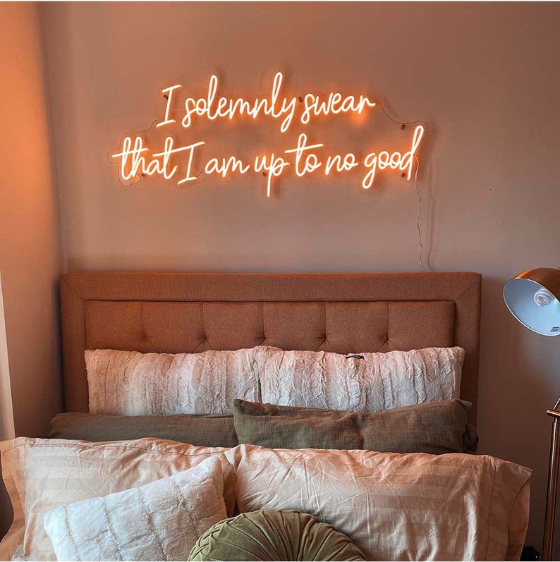 Custom Neon Sign Bedroom Wall Art Decori Solemnly Swear That Etsy