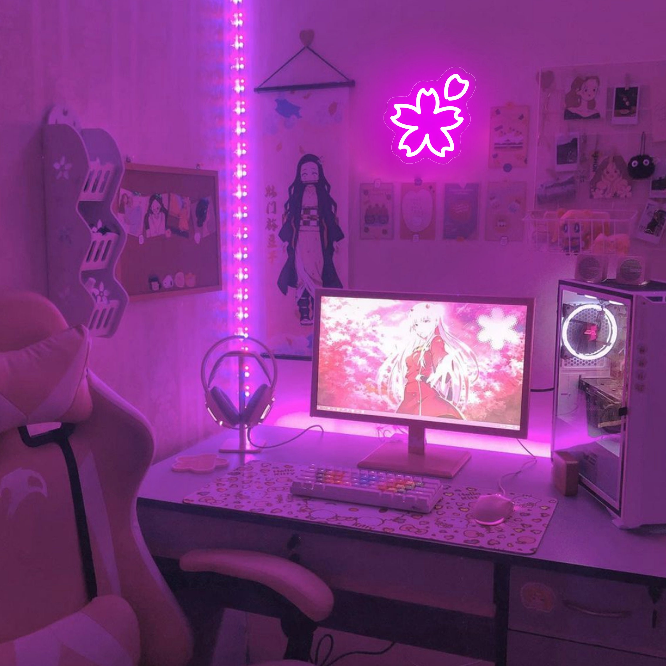 Handmade Sakura LED Neon Game Room Decor Sign girl Room Pink - Etsy
