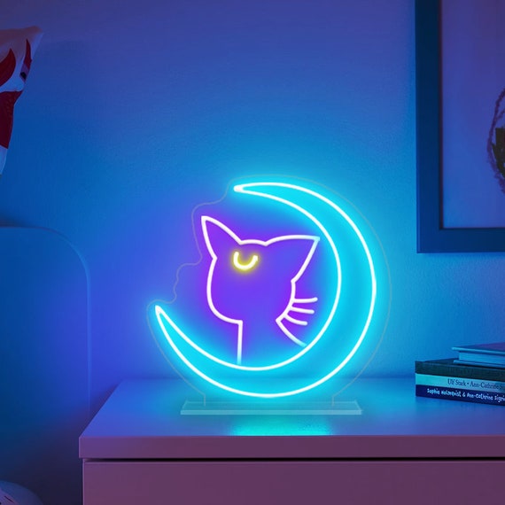 Anime sailor Moon Luna Cat Bedroom/game Room Table Art LED - Etsy