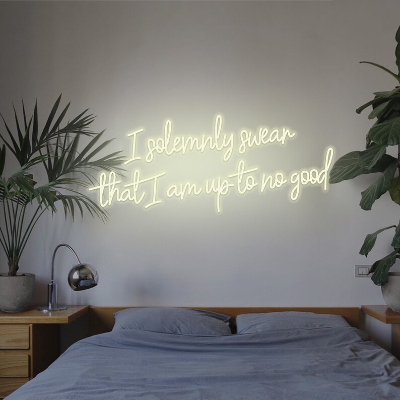 Custom Neon Sign Bedroom Wall Art Decori Solemnly Swear That Etsy
