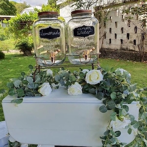 Latex RealTouch Artificial Eucalyptus White Rose Garland, Wedding Garland, Rustic Wedding Decorations, Leaf Garland, Eucalyptus Decorations,