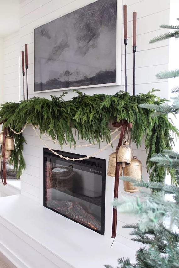 6FT Artificial Norfolk Pine Garland – Real Touch PE Greenery For Christmas, Mantle, Stairs, Indoor/Outdoor Holiday Decor