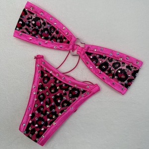 Pink Cheetah|Leopard|Animal Print VELVET - Crystal - MICRO DROPKINI