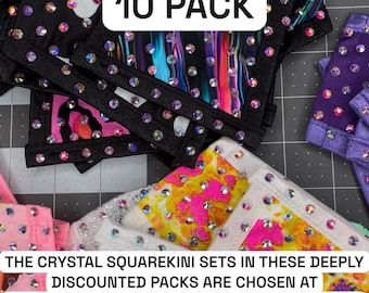 CRYSTAL SQUAREKINIS - 10 Pack - Bulk/Wholesale Exotic Stripper Dancewear