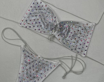 Sparkling Rhinestone Shiny Swarovski Crystal Bikini Set Swimwear Sparkling Rhinestone Shiny Swarovski Crystal Bikini Set Swimwear