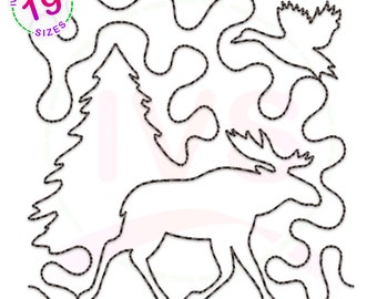 Deer Quilting Embroidery Design: Wild Quilt Block (Digital Download)