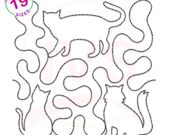 Cat quilting embroidery design, Cat quilting block, kitten quilting design, Cat quilt design, Cat quilt block, Cat patchwork