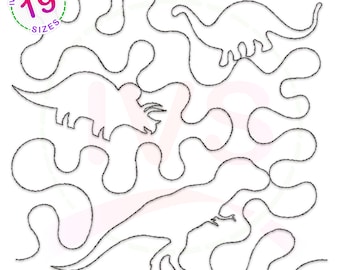 Dinosaur quilting embroidery design, Dinosaur quilting block, Dino quilting design, Dinosaur quilt design, Dinosaur quilt block