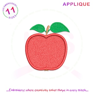 Apfel Applikation Stickmuster,Obst Maschinenstickerei, Apfel Applikation Muster, Schulstickerei, Schulanfang, Schulanfang, Mini Apfel Design