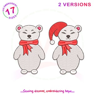 Polar bear embroidery design, bear embroidery, Polar bear embroidery file, Christmas embroidery designs,New year design,mini embroidery Bear