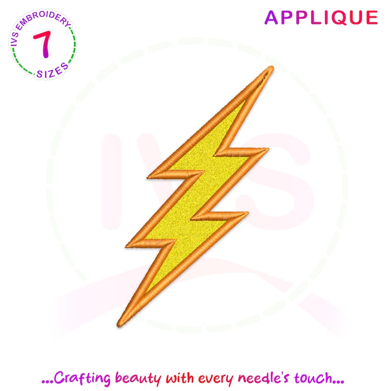 Lightning Applique Embroidery Design: 7 Sizes (digital Download) - Etsy